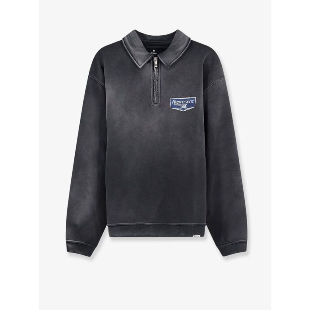 Represent Men Cotton Sweatshirt With Front Logo Print
